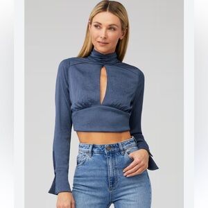 Loved Blue Life Dusty Blue Keyhole Neely Blouse Size Small